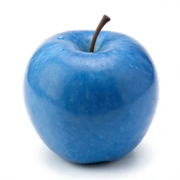 blue apple, white background