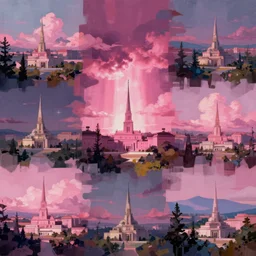 weird art piece, digital painting, vaporwave, haphazardly layered scenes, ai assisted digital painting, superintelligent shade of pink, beautiful