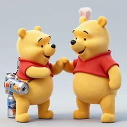 John Paul II with a six-pack fighting with Winnie the Pooh