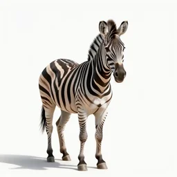 white zebra, studio photography, full body, isolated on a pure white background, centered, entire subject in frame, sharp focus, soft studio lighting