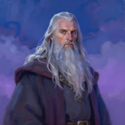 a beautiful portrait of gandalf, art of alena aenami, featured on artstation, vertical orientation, paint brush strokes, expressionism, brushstroke - laden, breathtaking clouds, long exposure, midnight theme, blue purple gradient