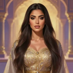 portait princess haifa wehbe as duanmu rong, centred, very long hair, hd, unreal engine, art digital painting, amazing background theme