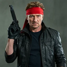 Liam neeson as solid snake in metal gear with red headband