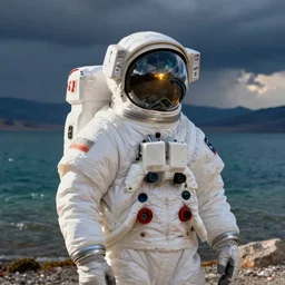 an astronaut on Baikal lake