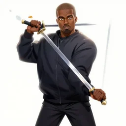 Kanye West as an anime character holding a sword, artstation