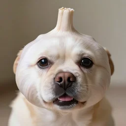 garlic with the face of a dog