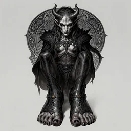 portrait of a demon wearing toe shoes ( vibram five fingers ), digital art, orthographic, grim - lighting, high - contrast, intricate, elegant, highly detailed, centered, digital painting, artstation, concept art, smooth, sharp focus, illustration, artgerm, greg rutkowski, alphonse mucha, karol bak, studio mir