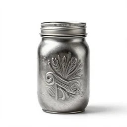 wrought iron mason jar, stylized 3d render, isolated on a pure white background, centered, entire object in frame, sharp focus, soft studio lighting