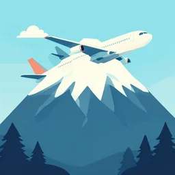 airplane mountain flat vector illustration digital art trending on artstation