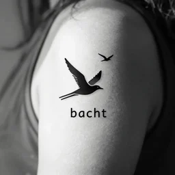 a simple tattoo design of minimalist flying birds, by bacht, black ink, abstract line art, logo, vector shapes