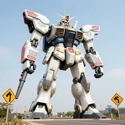 giant mecha made of road signs