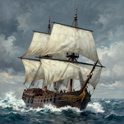 pirate sloop, heavy winds, huge waves, by artstation, deviantart, artfol, artbox, cgsociety, gfxartist, artful, zatista, artpal, instagram, blendernation, aivanovsky, frank stella, beeple, giger, kopera, zawadzki, abstract, surrealism,, hyperrealism, futurism 4
