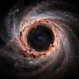 high res a black hole ripping apart a planet in a beautiful nebula 4k