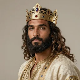 portrait jason momoa as prince of persia, curled beard, crown, intricate, elegant, highly detailed, digital painting, artstation, concept art, smooth, sharp focus, illustration, orientalism, bouguereau, rutkowski, mucha