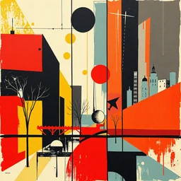 bauhaus colour print design on canvas