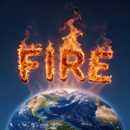 a fire aword is falling from sky to earth