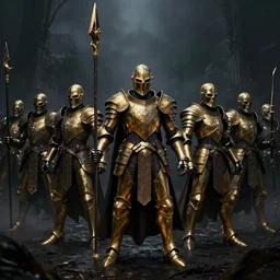 darkness army of skeletons in golden armor