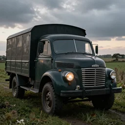 harry potter as a natural light on an old truck in a field