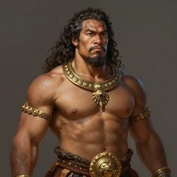 samoan emperor, d & d, fantasy, portrait, muscular, highly detailed, digital painting, trending on artstation, concept art, sharp focus, illustration, art by artgerm and greg rutkowski and magali villeneuve