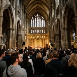 9 0 s rave inside exeter cathedral. flash photography