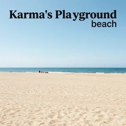 karma's playground beach, metal album cover, by dan mumford, by michael whelan, by ed repka, by wes benscoter