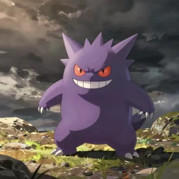 gengar, by makoto shinkai, greg rutkowski, artstation, high detailed, cgsociety,