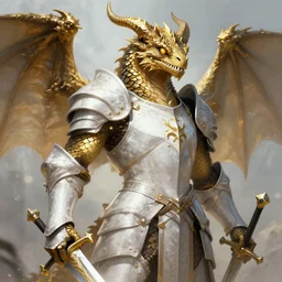 dnd character concept portrait, scaly dragonborn male with lizard eyes,!!! gold scales!!!,!!! white teeth!!! paladin, ( ( ( horns ) ) ),!!! white paladin armor!!! holy sword, detailed, high quality, dynamic lighting, fantasy, artwork by artgerm, wlop, alex ross, greg rutknowski, alphonse mucha
