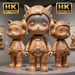 photorealistic art toys wooden carving cute cyberpunk, art masterpiece, ultrarealistic, hyperreal, elegant, monumental, spectacular, lighting, immerse, special effects makeup, maximalist, glittering, artstation, cgsociety amazing art, award winning gallery art 8 k octane