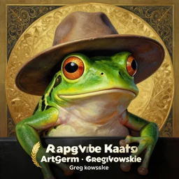 a frog wearing a hat, by artgerm and greg rutkowski, artstation, deviantart, artspace, artspan, artslant, etsy, pixiv, artfol, behance, instagram, artbox, artube, artstar, artsy, minted, beeple, artgerm, hyperrealism, symbolism, masterpiece, award - winning intricate 4 k