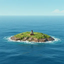 one hundred years later, the negro lives on a lonely island of poverty in the midst of a vast ocean of material prosperity. ultrafine highly detailed colorful illustration, intricate linework, sharp focus, octopath traveler, final fantasy, unreal engine highly rendered, global illumination, radiant light, intricate environment