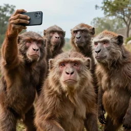 group of neandhertals taking a selfie, realistic photo, detailed