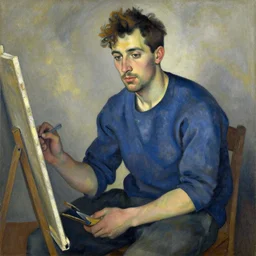 attractive male, painting by paul cezanne