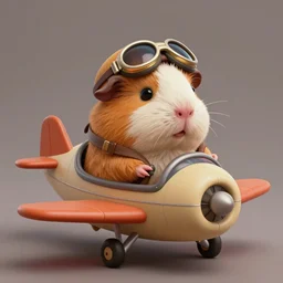 cute little anthropomorphic Guinea Pig Piloting a plane , tiny, small,  short, Pilot outfit, cute and adorable, pretty, beautiful, DnD character art portrait, matte fantasy painting, DeviantArt Artstation, by Jason Felix by Steve Argyle by Tyler Jacobson by Peter Mohrbacher, cinematic lighting
