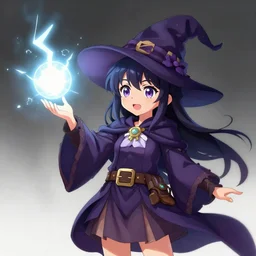 a cute wizard girl conjuring a lightening ball, character art portrait, anime key visual, official media, illustrated by alphonse mucha, wlop, william bouguereau, extremely detailed, 8 k, trending on artstation, cinematic lighting, beautiful