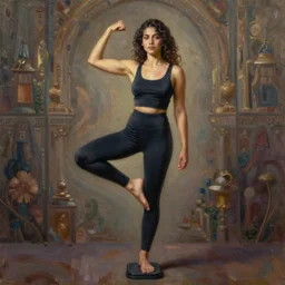 women's fashion model, weight on one leg, triangle arm pose, intricate oil painting by greg rutkowski, trending on artstation