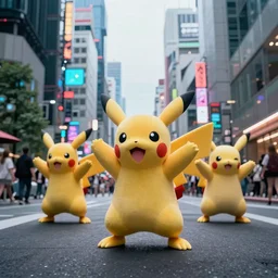 hyperrealistic pokemon dancing in the streets of dystopian tokio hannah yata cinematic lighting 8k wide angle shallow depth of field