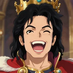 centered!! macro head portrait of medieval handsome happy yelling happy king michael jackson, artstation, detailed cartoon, elegant, digital painting, concept art, smooth, sharp focus, illustration, ghibli, makoto shinkai, don bluth, fujita goro, jean giraud, akihiko yoshida, tom whalen 8 k
