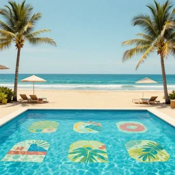 pool at the beach, 6 0 s styled art