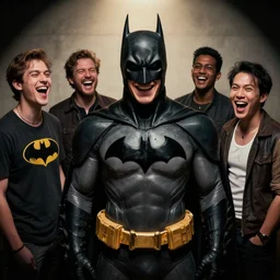 Every batman ever laughing at you, Darek Zabrocki, Karlkka, Jayison Devadas, Phuoc Quan, trending on Artstation, 8K, ultra wide angle, pincushion lens effect