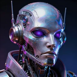 maximalist detailed scifi robot head portrait. lowbrow scifi artwork by kidsquidy ø - cult and subjekt zero. ray tracing hdr polished sharp in visionary psychedelic fineart style inspired by alex grey and cameron gray