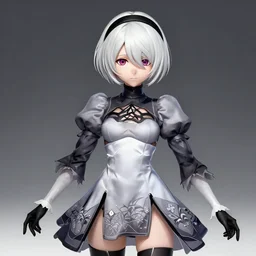 Battleship Haruna from Kantai Collection as 2B nier automata, cute, intricate, elegant, highly detailed, digital painting, 4k, HDR, concept art, smooth, sharp focus, illustration,Raytracing , Anime wallpaper ,intricate, elegant, highly detailed