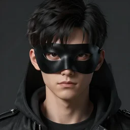 hyper realistic digital art portrait of a young rogue thief wearing a black mask.