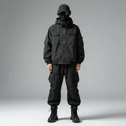 Techwear outfit, studio photo, trending on r/techwearclothing,
