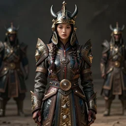 hyper realistic photo of postapocalyptic mongolian demon girl with helmet, full body, cinematic, artstation, cgsociety, greg rutkowski, james gurney, mignola, craig mullins, brom