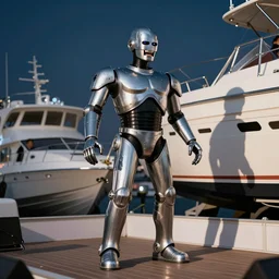 robocop singing at a local boat show