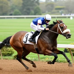 of Perseus riding the winged horse Pegasus in the Kentucky Derby,