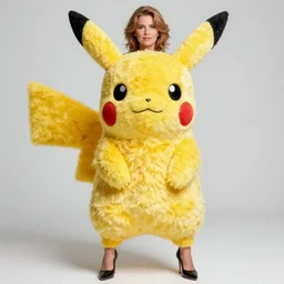 elegant woman dressed up as pikachu, art photo in color by Annie Liebovitz and Frantisek Drtikol, digital photo, clean, sharp, smooth, glossy color photo, Nikon, Sigma art lens