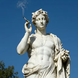 a greek statue smoking a joint