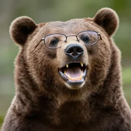 bear with glasses laughing loud