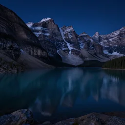 alberta lake at night, 4 k, high detail, high - resolution photograph, professional photography, ultra - detail 0 n 4